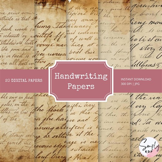 Vintage Handwritten Digital Papers - Old Letter Script Pages, Antique Writing Backgrounds, Scrapbooking, Junk Journals - Etsy