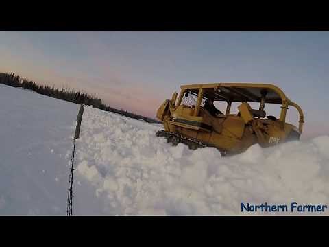 Time to Plow!!! Cat D8K Dozer Plowing Snow!