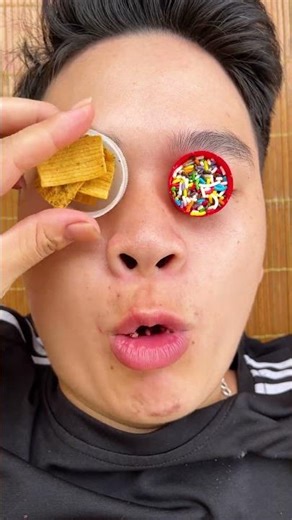 challenge of eating chip chip candy and watermelon with your eyes closed #funny #food