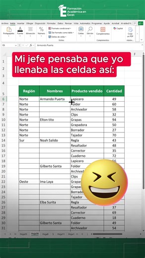 Mi jefe no sabe que yo completo todas las tablas así en solo segundos. 🙂‍↔️ #excel #exceltips #formacionacademicaexcel #trucosexcel