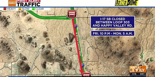 I-17 closure to impact drivers coming into Phoenix this weekend