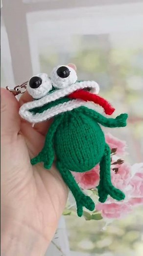 The Cutest Frog Keychain You Can Knit! PDF Pattern 🧶 #Shorts