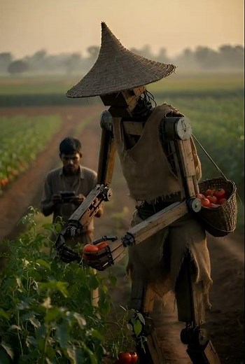 AI Robot Farmer Harvesting Tomatoes 🤖🍅 | Future Farming #Shorts