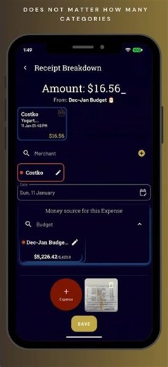 Budget Unbound - Receipt Breakdown Feature