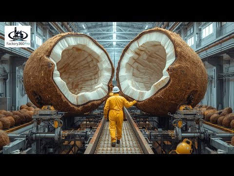 Inside the Giant Coconut Factory: From Massive Coconuts to Coconut Milk (Full Process Factory)