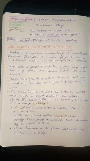 #Science || Class 7 || WASTEWATER STORY|| Chapter 13 || NCERT Handwritten notes ✍️✍️