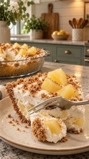🍍✨ No-Bake Pineapple Cream Pie ✨🍍