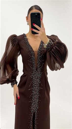 39351 PR775 kahverengi#Abiye #ElbiseModelleri #robes #abendkleid #Vestiren#kıyafetsepeti #Abiye #