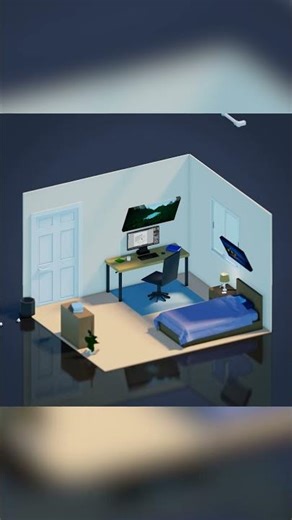 Low Poly Isometric Room Animation