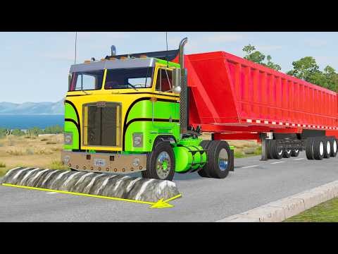 Trucks & Buses vs speed Bump Simulation #16 BeamNG Drive !