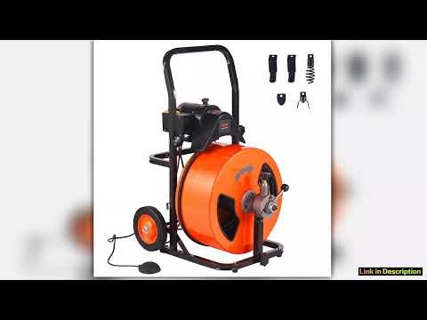 SucceBuy Drain Cleaning Machine 75FT 100FT Inch Sewer Snake Machine Auto Feed Drain Auger Cleaner w