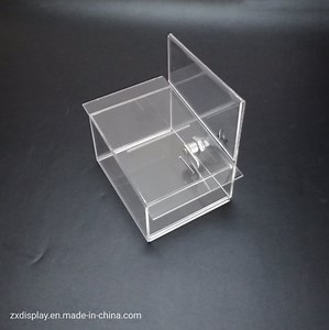 [Hot Item] Customize Clear Acrylic Coin Donation Box with Lockable Base