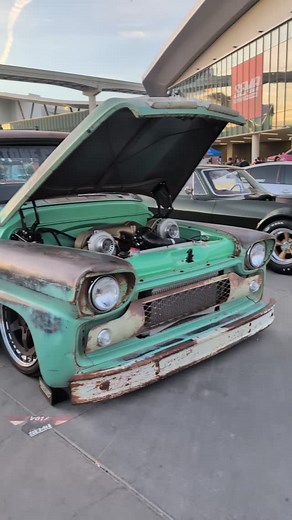 Twin turbo truck #sema #sema2025 #semashow #twinturbo #baggedtruck #classictruck | Photos By CG