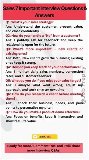 Most Important Sales Job Interview Question / Answer #jobprepify #interviewtips #viralshorts #viral