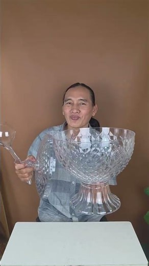 MANGKOK BUAH DIAMOND Dengan tutup BENING kapasitas 7 liter /PUNCH BOWL SET || Wadah Es Buah Bulat