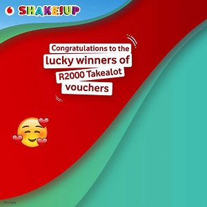 Congratulations to our 1 billion shakes runners up, each of you lucky winners has won a R2000 Takealot voucher! Keep an eye out for our billionth shake winner, coming soon: http://ow.ly/C2mh30qAEMC | Vodacom