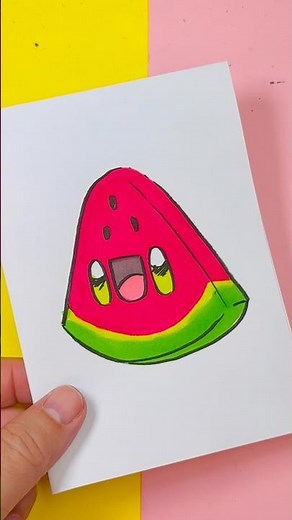 How to draw a kawaii watermelon step by step
