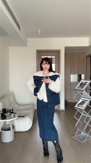 复古早春穿搭｜📘韩系休闲随性look硬朗的牛仔搭配松软的毛绒感毛衣混搭出复古慵懒的休闲感成套的牛仔精致又时髦针织帽和牛仔靴的组合让整套搭配更多了一些韩系博主内味儿整体的薄厚程度也很...