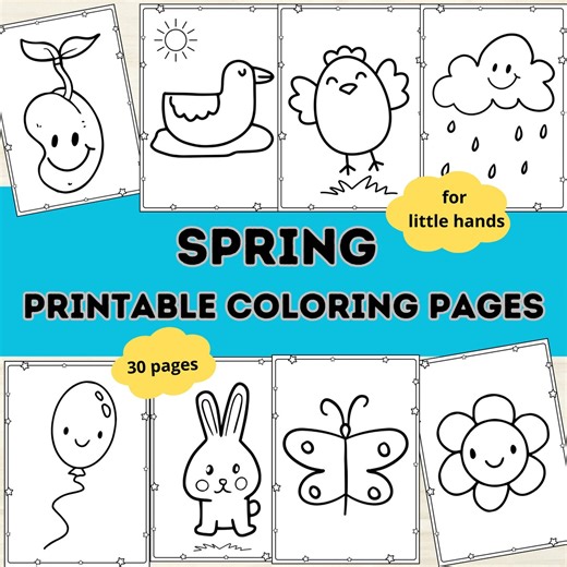 Simple Coloring Pages for Little Kids | Spring Printable PDF - Etsy