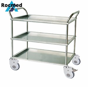 [Hot Item] 3 Layers Movable Stainless Steel Easy Handling Instrument Dressing Trolley with Wheels Utility Cart