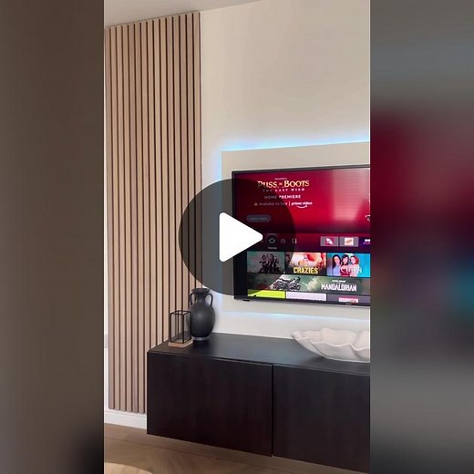 Our new media wall ✨ just to add.. WE ARE NOT PROFESSIONALS 🤣 #mediawall #diy #diyideas #livingroomdecor #livingroom #tv #fyp #cleantok