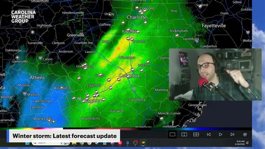 Updating live weather conditions in North Carolina and South Carolina as a winter storm struggles to produce snow in NC and SC. A chance of snow remains for parts of the Carolinas. James Brierton shows you where the best odds of seeing snow are for this Sunday, January 18, 2026. Join us throughout the day on the Carolina Weather Net for live-streaming updates tracking the snow across the Carolinas: https://youtube.com/live/nc-nerE2w3c #weather #northcarolina #southcarolina #ncwx #scwx #podcast �