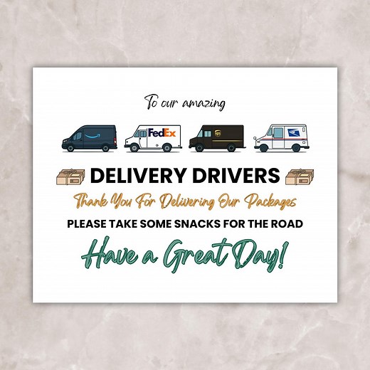 Delivery Driver Snack Sign Printable, Delivery Driver Thank You Sign Printable Download, Delivery Driver Holiday Sign - Etsy