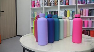 Custom logo 500ml Gym Sport Insulated 750ml Stainless Steel Metal Printed Drink Water Bottle with logo Silicone Handle