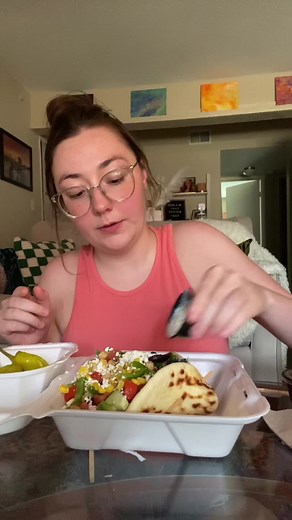 Delicious Vegetarian Gyro Mukbang by the Pool