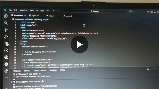 #webdevelopment #internship #html #css #javascript #bloggingplatform #learnbydoing #saiketsystems #saiketsys | Yuvasri Elumalai