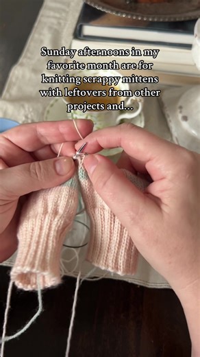 What are you knitting today? I’m making these cute little mittens (they’ll have a few more stripes eventually!) with leftover yarns that are both full of cashmere. What a treat.