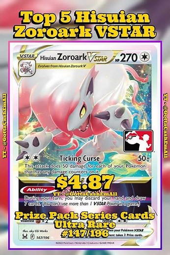 Top 5 Most Valuable Hisuian Zoroark VSTAR Pokémon Cards in the Pokémon TCG! #pokemon #top5 #tcg