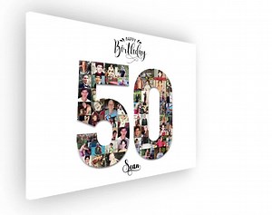 Personalized 50th Birthday Gift Number Photo Collage From Your Photos, Gift for Mom or Dad, Any Number, Framed, Unframed or Digital - Etsy