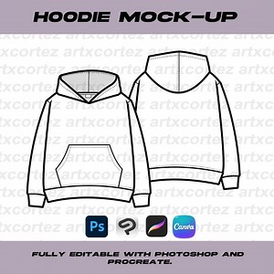 Hoodie Vector Mock-up | Editable Clothing Design Template/tech Pack for Apparel Brands - Etsy UK