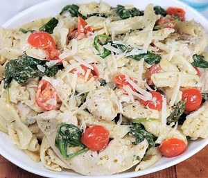 Pressure Cooker Chicken Pesto Penne Pasta [Recipe   Video]