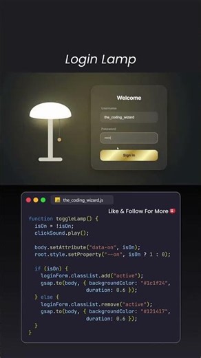❤️‍🔥login lamp using html and css | web development | code buzz | #coding