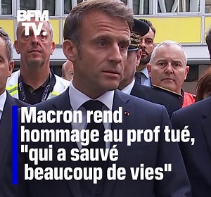 Macron rend hommage au prof tué à Arras, "qui a sauvé beaucoup de vies" | BFMTV