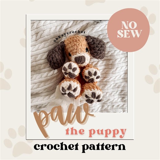 Paw the Puppy Crochet Pattern | No Sew Low Sew Crochet Amigurumi Pattern | Puppy Dog Pattern | Cute Crochet Pattern - Etsy