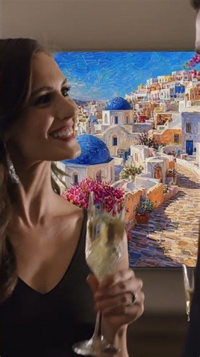 Santorini Sunset Ambience 🇬🇷 4K Mediterranean Coastal Village | Relaxing Art Screensaver (4 Hours)