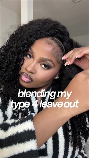 my favorite way to blend my leave out. burmese curly half wig is from @After Black Hair Shop it was originally 26 inches but I cut some off. install initial review is posted on my page 🫶🏾#burmesecurly #halfwig #wiginstall #curlywig #type4hair
