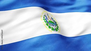 Flag of El Salvador Animation Stock Video - El Salvador Flag Waving in Loop and Fabric Textured - 4K