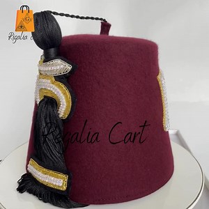 Shriner Fez Hat, Masonic Shriners Fez Cap Custom Lodge Name Burgundy Colour Hand Embroidery With Rhinestone Black Tassel   Holder - Etsy