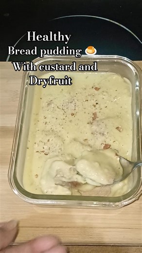 make Healthy bread pudding with custard and dry fruits😋 🍮#viral#sidhumoosewala #punjabisong#shorts