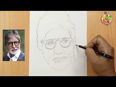 How to draw Amitabh Bachchan outline || easy pencil sketch