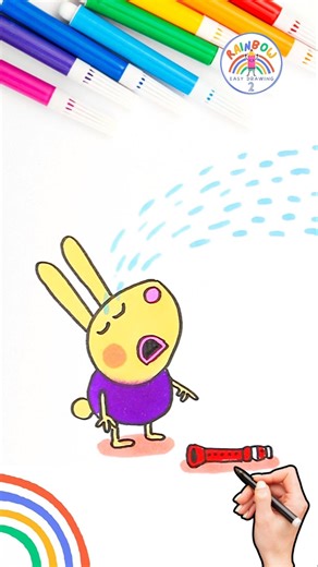 Draw Peppa Pig Rabbit Tutorial | Draw Peppa Baby Richard Rabbit 🌈🐰 #peppapig #cartoon #shorts #baby