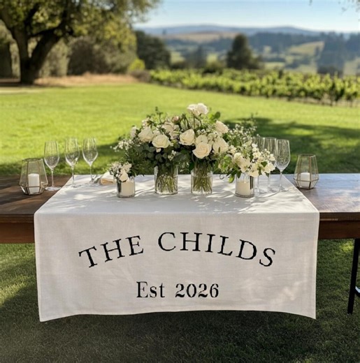 Custom Wedding Table Runner, Personalized Last Name Sign, Custom Linen Wedding Banner, Sweetheart Table Decor, Wedding Reception Gift - Etsy