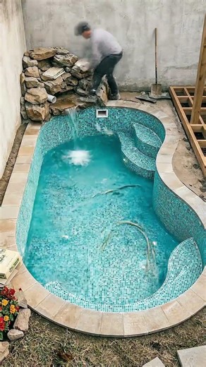 Empty Backyard → LUXURY PARADISE 🔥🏊 Fire Pit + Pool + Waterfall + Pergola — Wait for NIGHT 💡