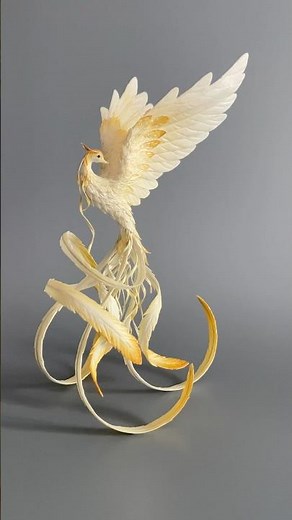 Collectible Phoenix Statue Made of Air Dry Clay. Handmade OOAK