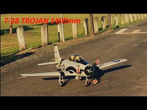 Fms T-28 TROJAN 1400mm Scale RC Warbird edited maiden flight !
