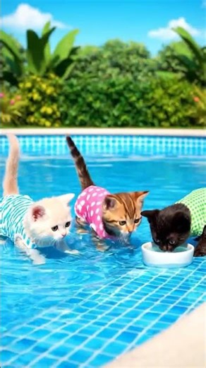 Summer Fun with the Swim Team #KittenPoolParty #SwimmingCats